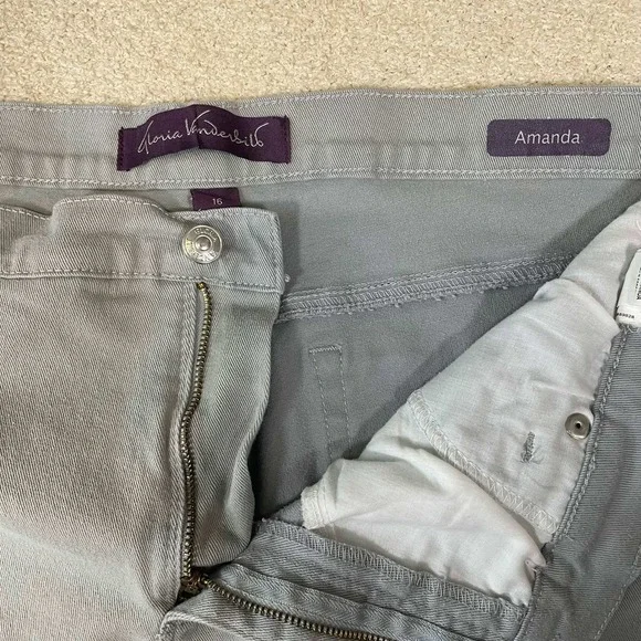 Gloria Vanderbilt Amanda High Rise Tapered Jeans Light Gray Women 16 Average - Picture 3 of 7